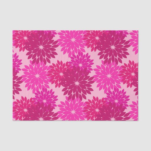 Modern Floral Kimono Print, Roze, Fuchsia and Wine Tissuepapier (Voorkant)
