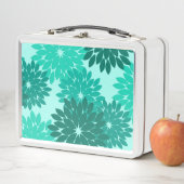 Modern Floral Kimono Print, Turquoise, Blauwgroen (In situ)