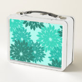 Modern Floral Kimono Print, Turquoise, Blauwgroen (Achterkant)