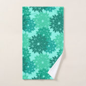 Modern Floral Kimono Print, Turquoise, Blauwgroen  Bad Handdoek (Handdoek)