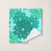 Modern Floral Kimono Print, Turquoise, Blauwgroen  Bad Handdoek (Wasdoekje)