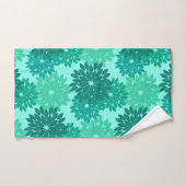 Modern Floral Kimono Print, Turquoise, Blauwgroen  Bad Handdoek (Handdoek)