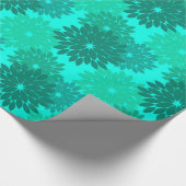 Modern Floral Kimono Print, Turquoise, Blauwgroen  Cadeaupapier (Hoek)