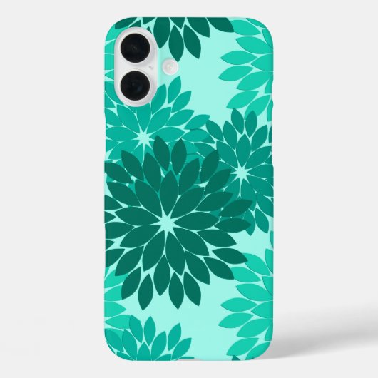 Modern Floral Kimono Print, Turquoise, Blauwgroen  Case-Mate iPhone Case (Achterkant)