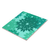 Modern Floral Kimono Print, Turquoise, Blauwgroen  Tegeltje (Zijkant)