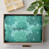 Modern Floral Kimono Print, Turquoise, Blauwgroen Tissuepapier (Geschenk)