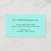 Modern Floral Kimono Print, Turquoise, Blauwgroen  Visitekaartje (Achterkant)