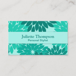 Modern Floral Kimono Print, Turquoise, Blauwgroen Visitekaartje