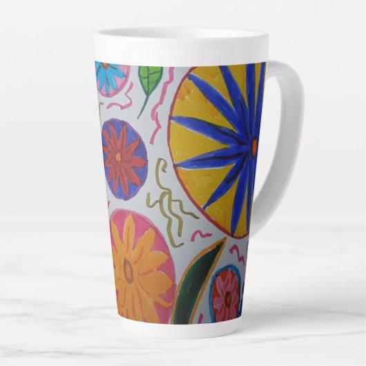 Modern Floral Latte Cup Latte Mok (Rechterhoek)