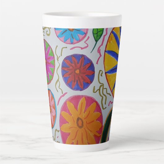 Modern Floral Latte Cup Latte Mok (Voorkant)