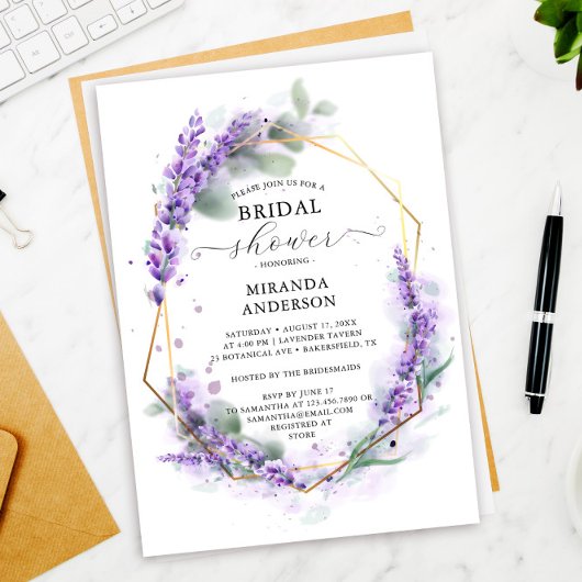 Modern Floral Lavender Geometric Vrijgezellenfeest Kaart