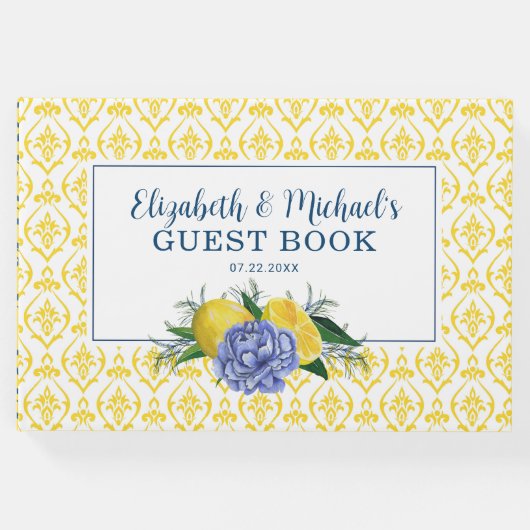 Modern Floral Lemon Vrijgezellenfeest Gastenboek (Voorkant)