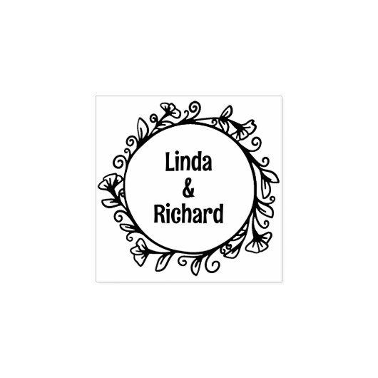 Modern Floral Lijst, bruiloft Rubberstempel (Afrduk)