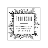Modern Floral Lijst Familienaam Return Address Rubberstempel (Afrduk)
