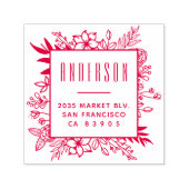Modern Floral Lijst Familienaam Return Address Zelfinktende Stempel (Design)