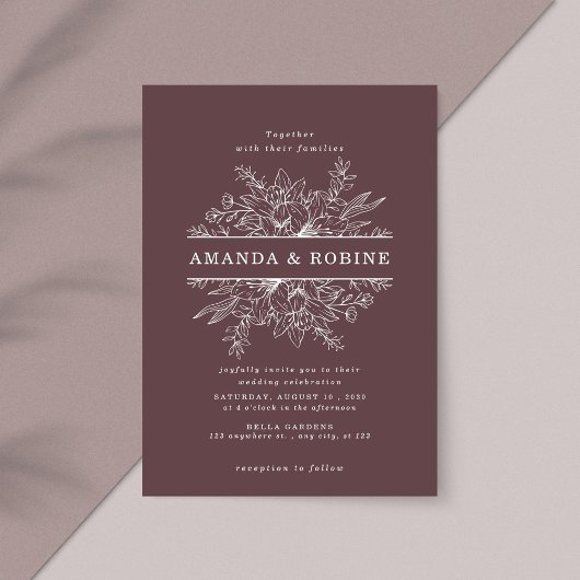 Modern Floral Lijst huwelijksuitnodiging Kaart