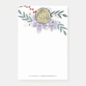 Modern Floral Lillies Simulation Folie Monogram Post-it® Notes (Voorkant)