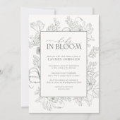 Modern Floral Line Art Sage Green Baby in Bloom Kaart (Voorkant)