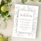 Modern Floral Line Art Sage Green Baby in Bloom Kaart