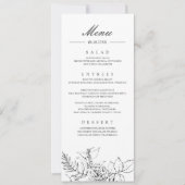 Modern Floral Line Drawing Weddenmenu Kaart (Voorkant)