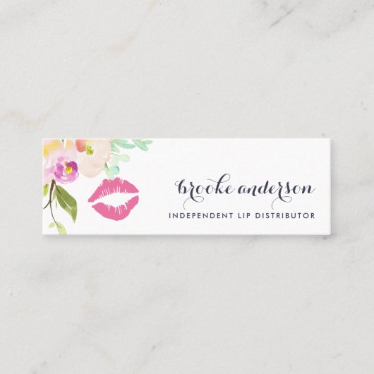 Modern Floral Lip Product Distributor Mini Visitekaartje (Voorkant)