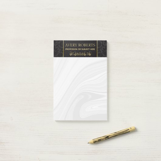 Modern Floral Luxury black gold damask Classy Post-it® Notes (Op bureau)