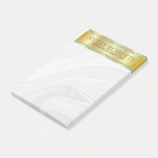 Modern Floral Luxury cyan gouddemask Classy Post-it® Notes (Schuin)
