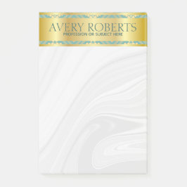 Modern Floral Luxury cyan gouddemask Classy Post-it® Notes