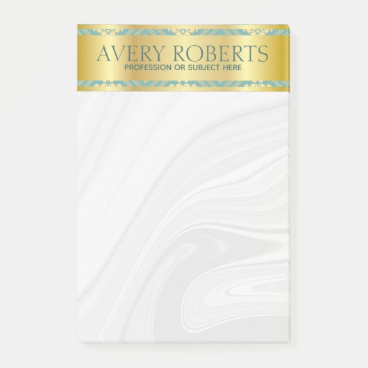 Modern Floral Luxury cyan gouddemask Classy Post-it® Notes (Voorkant)