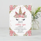 Modern Floral Magical Unicorn 1st Birthday Kaart (Staand voorkant)