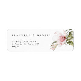 Modern Floral Magnolia Couple Weddenschap Label