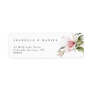 Modern Floral Magnolia Couple Weddenschap Label