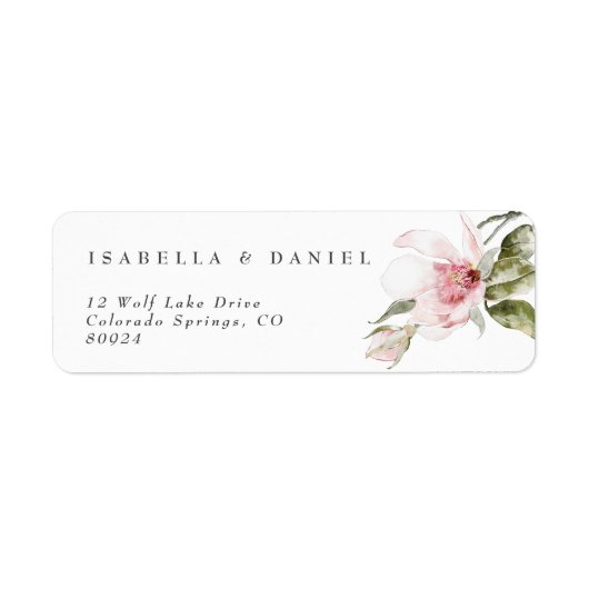 Modern Floral Magnolia Couple Weddenschap Label (Voorkant)