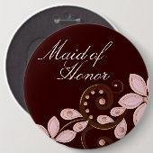 Modern Floral Maid of Honor Button (Voorkant /achterkant)