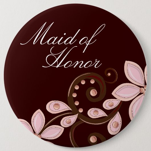 Modern Floral Maid of Honor Button (Voorkant)