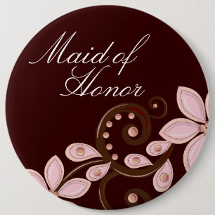 Modern Floral Maid of Honor Button