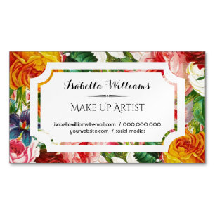Modern Floral Makeup Artist Visitekaartje Magneet