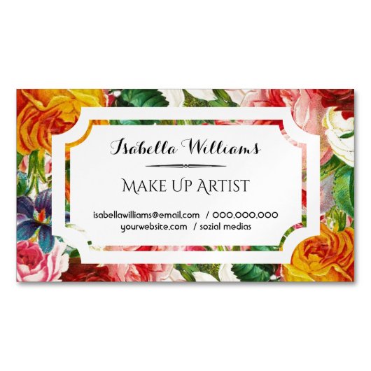 Modern Floral Makeup Artist Visitekaartje Magneet (Voorkant)