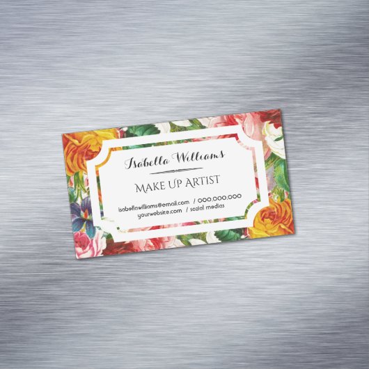 Modern Floral Makeup Artist Visitekaartje Magneet (Voorbeeld)