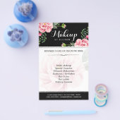 Modern Floral Makeup Script Black White Flyer (Enkel)