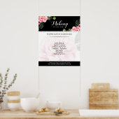Modern Floral Makeup Script Black White Poster (Keuken)