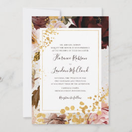 Modern Floral Marble Traditional Lijst Wedding Kaart