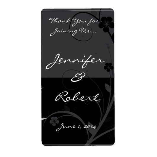 Modern Floral Medallion in Black en Grey Wine Lab Etiket (Voorkant)