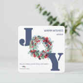 Modern floral merry kerst blauw feestdagenkaart (Staand voorkant)