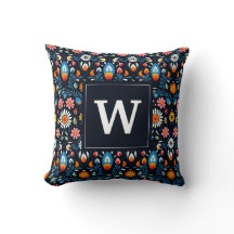 Modern Floral Mexicaans Folk Monogram | SIERKUSSEN