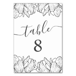 Modern Floral Minimal Black & White Wedding Kaart
