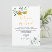 Modern Floral Minimony Wedding Kaart (Staand voorkant)