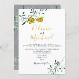 Modern Floral Minimony Wedding Kaart