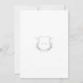 Modern Floral Monogram Crest Formal  Wedding Kaart (Achterkant)