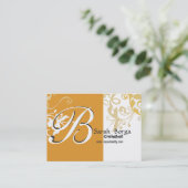 Modern Floral Monogram DayLily op White Visitekaartje (Staand voorkant)